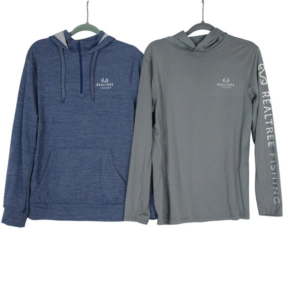 Realtree Fishing Men's Logo Performance Hoodie Size S Set of 2 Outdoor - Picture 1 of 9